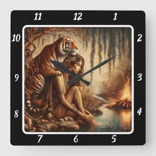 先住民セレニティ:スターライトパインズタイガーの夢 スクエア壁時計 (正面)