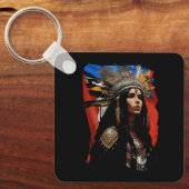 先住民タイノ女性プエルト州旗カリブの キーホルダー (正面)