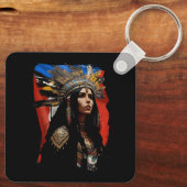 先住民タイノ女性プエルト州旗カリブの キーホルダー (裏面)