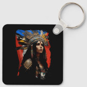 先住民タイノ女性プエルト州旗カリブの キーホルダー (裏面)