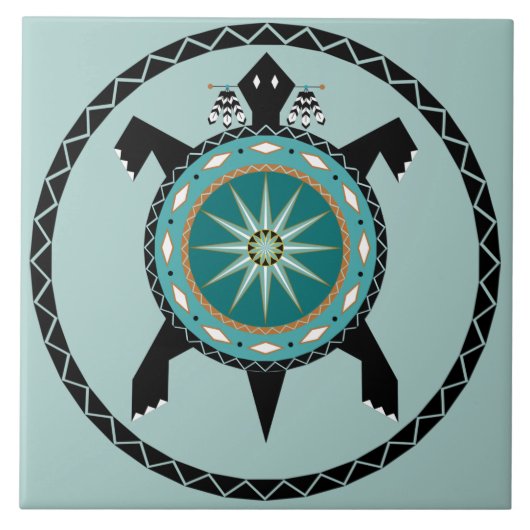 先住民タートルセラミックタイル タイル (正面)