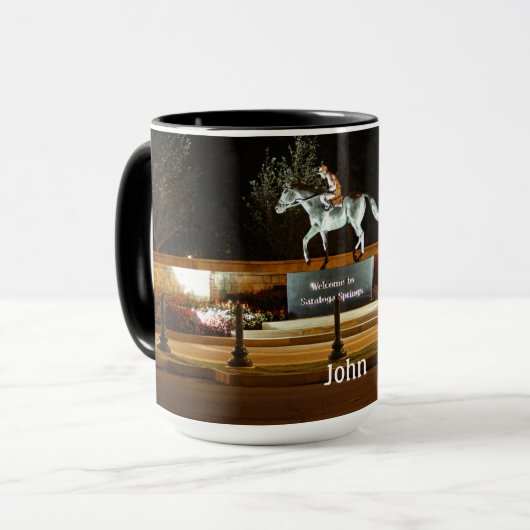 先住民ダンサー馬像サラトガコーヒーマグ マグカップ (正面左)