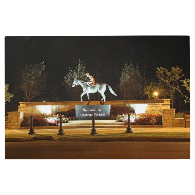 先住民ダンサー馬像サラトガメタルウォールアート メタルプリント (正面)