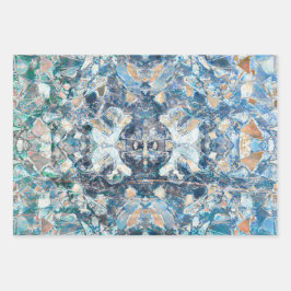 先住民トリアクラシックルデザインブルータンエスニック ラッピングペーパーシート