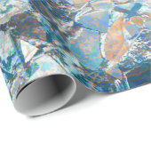 先住民トリバルクラシックブルータンエスニックデザイン ラッピングペーパー (ロールコーナー)