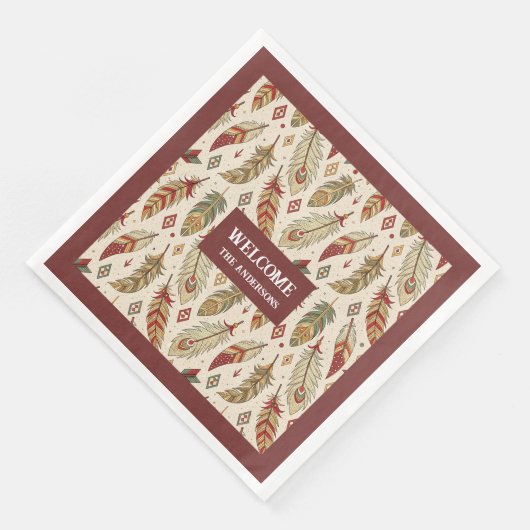 先住民トリバルナプキンス名前をカスタムするテラコッタセージ (コーナー)