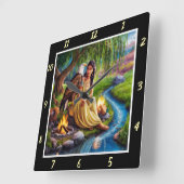 先住民トレイル:イーグルの足跡ウィローのウィスパー スクエア壁時計 (傾斜)