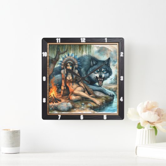 先住民トレイル:隠しGladeソフト スクエア壁時計 (ホーム)