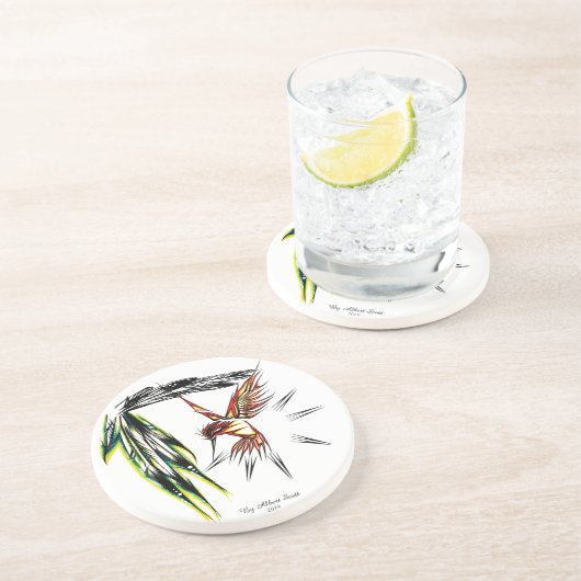 先住民ハミングバードトーテムスタイルコースター コースター (側面)