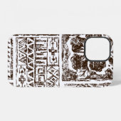 先住民ハワイアンの部族的トロピカルアートパターン iPhoneケース (裏面横)