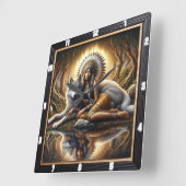 先住民ハース:柳の枝穏やかな平和 スクエア壁時計 (傾斜)