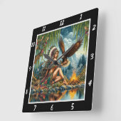 先住民ハート:イーグルの霊石の真実 スクエア壁時計 (傾斜)