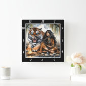 先住民ハート：タイガーの霊石の真実 スクエア壁時計 (ホーム)