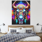 先住民バイソンスカル キャンバスプリント (インサイチュ (寝室))