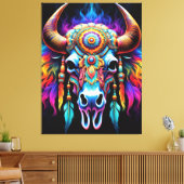 先住民バイソンスカル キャンバスプリント (インサイチュ (リビング))