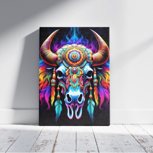 先住民バイソンスカル キャンバスプリント