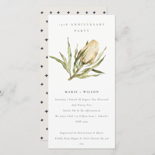 先住民バンクシアフローラ任意の年の記念日招待状 サンキューカード (正面/裏面)