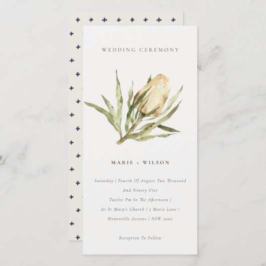 先住民バンクシア水の色のフローラ結婚式の招待 サンキューカード (正面/裏面)