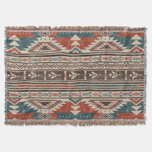 先住民パターンアメリカン部族インディアンエスニック スローブランケット (正面)