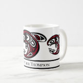 先住民パーソナライズされたアメリカンオルカキラークジラ コーヒーマグカップ (正面右)