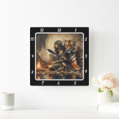 先住民ビジョン:ムーンライトグレードタイガーの視線 スクエア壁時計 (ホーム)