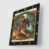 先住民ビスタス:イーグルのスパン森林の影 スクエア壁時計 (傾斜)