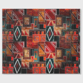 先住民フォークグランジ装飾模様背景 ラッピングペーパー (フラット)