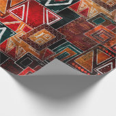 先住民フォークグランジ装飾模様背景 ラッピングペーパー (角)