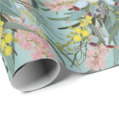 先住民ブッシュ開花サマーブルー ラッピングペーパー (ロールコーナー)