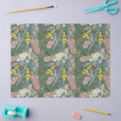先住民ブッシュ開花ヴィンテージ緑 薄葉紙 (クラフト)
