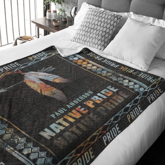 先住民プライドインディアン羽レトロトバルアロー フリースブランケット