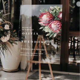 先住民プロテアウォーターカラーフローラボホボタニカル アクリルサイン