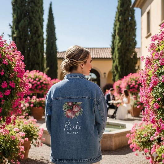 先住民プロテアウォーターカラーフローラボホボタニカル デニムジャケット