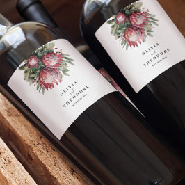 先住民プロテアウォーターカラーフローラボホボタニカル ワインラベル