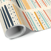 先住民ボホオーナメントネイビーさびたストライプ民族 ラッピングペーパー (ロールコーナー)