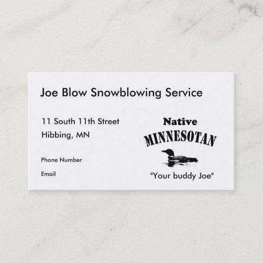 先住民ミネソタンビジネスカード 予約カード (正面)