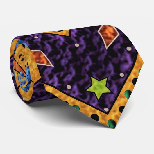 先住民メキシコ抽象芸術カラフルジグザグデザイン ネクタイ (ロール)