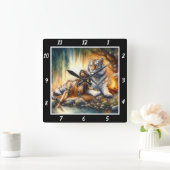 先住民レスト:タイガーズブレスウィローため息 スクエア壁時計 (ホーム)