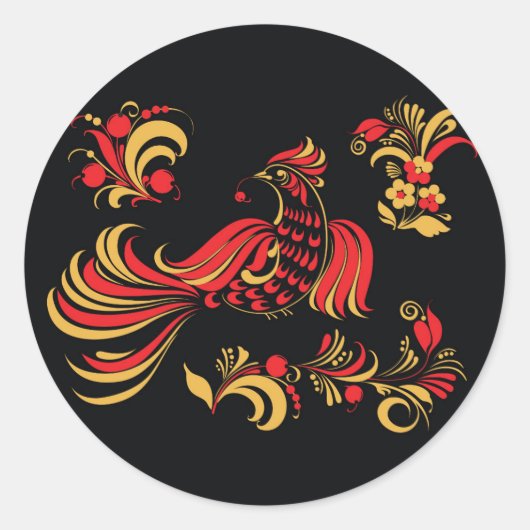 先住民ロシアの鳥オーナメント ラウンドシール (正面)