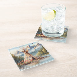 先住民伝統的インディアンテエペ自然シーンディ ガラスコースター