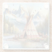 先住民伝統的インディアンテエペ自然シーンディ ガラスコースター (裏面)