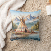 先住民伝統的インディアンテエペ自然シーンディ クッション (ブランケット)