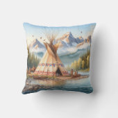 先住民伝統的インディアンテエペ自然シーンディ クッション (裏面)