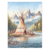 先住民伝統的インディアンテエペ自然シーンディ テーブルクロス (正面)