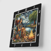 先住民夕べ:イーグルの腕時計ウィローの雑音 スクエア壁時計 (傾斜)