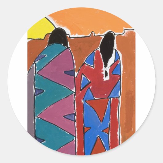 先住民夕日 ラウンドシール (正面)