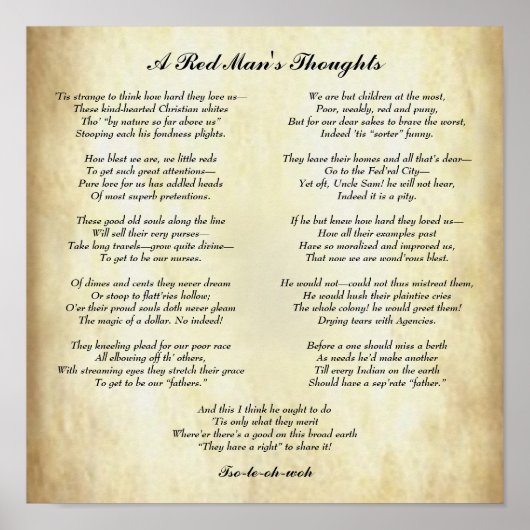 先住民感動的アメリカのインド詩 ポスター (正面)