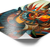 先住民抽象芸術アート、先住民アメリカン・アート フォトプリント (角)