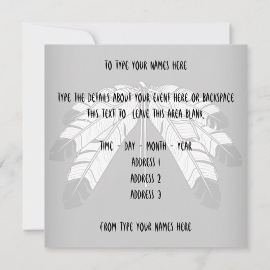 先住民招待状パーソナライズされた先住民アートカード 招待状 (裏面)