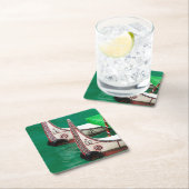 先住民族のカヌー スクエアペーパーコースター (インサイチュ)